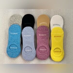 New 8 Ct Pack Bombas Lightweight No Show Socks White Black Tan Grey Colors Med